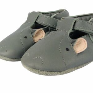 Soft Leather Baby Walker Shoes in Gray